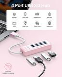 Orico USB3.0 4 Portlu 5Gbps Çoklu USB Bağlantı Noktası Çoklayıcı HUB, 15cm, Pembe, PW4U-U3-015-PK