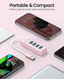 Orico USB3.0 4 Portlu 5Gbps Çoklu USB Bağlantı Noktası Çoklayıcı HUB, 15cm, Pembe, PW4U-U3-015-PK