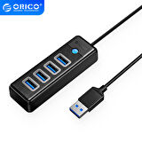 Orico USB3.0 4 Portlu 5Gbps Çoklu USB Bağlantı Noktası Çoklayıcı HUB, 1m, Siyah, PW4U-U3-10-BK