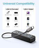 Orico Type-C to 4 Portlu USB3.0 5Gbps Çoklu USB Bağlantı Noktası Çoklayıcı HUB, 15cm, Siyah, PW4U-C3-015-BK