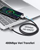 Orico 60W 3A PD Type-C to Type-C Hızlı Şarj ve Data Kablosu 1.5 Metre Siyah