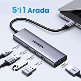 Ugreen Type-C to 4K/60Hz HDMI 3*USB 3.0 100W PD Güç Girişi Çoklayıcı Hub Adaptör