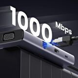 Ugreen Type-C to 3*USB 3.0 4K/30Hz HDMI VGA Gigabit Ethernet SD TF Kart Okuyucu Çoklayıcı Hub Adaptör