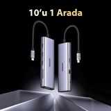 Ugreen Type-C to 3*USB 3.0 4K/30Hz HDMI VGA Gigabit Ethernet Aux SD TF Kart Okuyucu Çoklayıcı Hub Adaptör