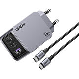 Ugreen Nexode Pro 25871 2xUSB-C+USB-A QC/PD 65W GaN Hızlı Şarj Kablosu ve Adaptörü