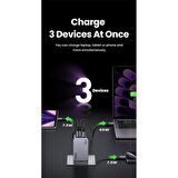 Ugreen Nexode Pro 25874 2xUSB-C+USB-A QC/PD 100W GaN Hızlı Şarj Kablosu ve Adaptörü