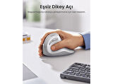 UGREEN Dikey Ergonomik Fare Kablosuz (BT 5.0+2.4G) 6 Düğmeli, 1000/1600/2000/4000 DPI Mouse, Beyaz, 45759