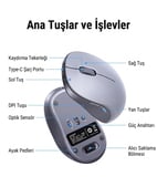 UGREEN 55148 M332 1600dpi 2.4GHz Şarjlı Kablosuz Sessiz Mouse Gri