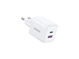 UGREEN 30W GaN Hızlı Şarj Cihazı 2 Portlu 1xUSB-A 1xUSB-C Beyaz 65015