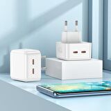 Borofone Şarj Kafa Type-C 17.5W Dual Port PD35W iPhone 15 Serisi Uyumlu Şarj Başlık Seyahat ve Duvar Şarj Cihazı Type-C Girişli Tüm Cihazlara Uyumludur BA76A