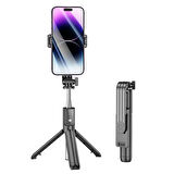 Telefon Tripod Selfie Çubuğu BY11 Bluetooth tripod ve uzaktan kumandalı siyah