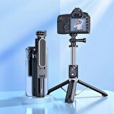 Tripod BY12 Selfie Çubuğu Bluetooth / Uzaktan Kumandalı Siyah