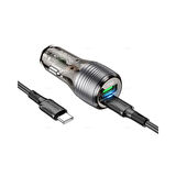 Araç Çakmaklık şarjı TYPE-C & TYPE-C kablolu  Hızlı Şarj Dual Port Car Charger 1x Type-C  1x USB