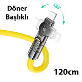 HOCO U118 Döner Başlıklı PD to iPhone Lightning Hızlı Şarj ve Veri Kablosu (Sarı)