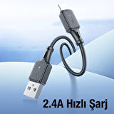 HOCO X101 USB to iPhone Lightning 2.4A Hızlı Şarj ve Data Kablosu (Siyah)