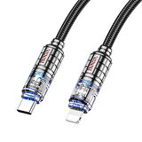 HOCO U122 Kristal Uç 27W Type-C to iPhone Lightning Hızlı Data ve Şarj Kablosu