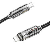 HOCO U122 Kristal Uç 27W Type-C to iPhone Lightning Hızlı Data ve Şarj Kablosu