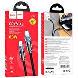 Hoco U122 Kristal Uç 60W Type-C to Type-C Hızlı Data ve Şarj Kablosu