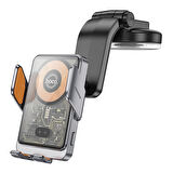 HOCO HW8 Transparent Discovery Edition Kablosuz Şarjlı Araç İçi Torpido Üstü Telefon Tutucu (Gri)
