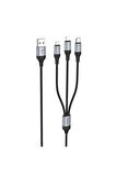 X102 Fresh 1M 2.4A 3in1 USB to Type-C / Lightning ve Micro Çıkışlı Hızlı Şarj Data Kablosu
