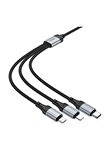 X102 Fresh 1M 2.4A 3in1 USB to Type-C / Lightning ve Micro Çıkışlı Hızlı Şarj Data Kablosu