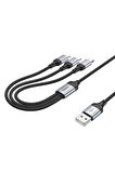 X102 Fresh 1M 2.4A 3in1 USB to Type-C / Lightning ve Micro Çıkışlı Hızlı Şarj Data Kablosu
