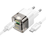 HOCO C131A Platinum PD30W+QC3.0 Girişli Hızlı Şarj Başlığı Ve Type-C To Type-C Kablo