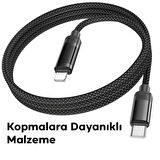 HOCO U126 Lantern 100W Type-C to iPhone Lightning Hızlı Data ve Şarj Kablosu (Siyah)