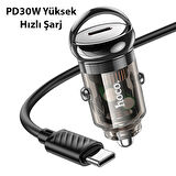 HOCO Z53 Sight Single PD30W Type-C Girişli Araç Çakmaklık Hızlı Şarj Aleti + Type-C to Type-C Kablo