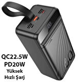 HOCO J123C Element 22.5W+PD20W 60000mAh Dijital Göstergeli Hızlı Şarj Powerbank