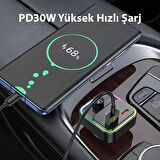 Hoco E81 Dijital Göstergeli Kablosuz Araç içi FM Transmitter + USB-PD30W Hızlı Şarj Aleti