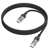 Hoco U129 Transparan 60W Type-C to Type-C Data ve Şarj Kablosu 1m Siyah