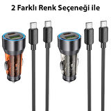 HOCO NZ12A Action PD43W USB + Type-C Araç Çakmaklık Hızlı Şarj Aleti + Type-C to Type-C Kablo
