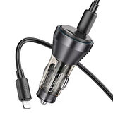 HOCO NZ12C Graceful PD60W 2 Type-C Girişli Araç Çakmaklı Hızlı Şarj Aleti + Type-C to iPhone Kablo