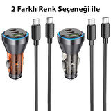 HOCO NZ12D Lucky PD60W 2 Type-C + USB Girişli Araç Çakmaklık Hızlı Şarj Aleti + Type-C to Type-C Kab