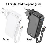 Hoco J126 USB-A+Type-C Çıkışlı Type-c+Lightning Kablolu 10000mAh Powerbank Şarj Aleti