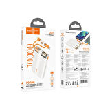 Hoco J127 10.000 mAh Dijital Göstergeli Dual Kablolu 20W PD Mini Powerbank - Beyaz