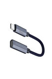 UA29A 15cm Tak Çalıştır Type-C to Alüminyum Örgülü Kablolu Lightning Dönüştürücü