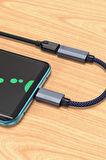 UA29A 15cm Tak Çalıştır Type-C to Alüminyum Örgülü Kablolu Lightning Dönüştürücü
