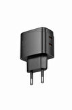 Hoco CS62A Bright 45W 2 Adet Type-C Çıkışlı Ekstra Type-C to Type-C Kablolu PD Hızlı Şarj Aleti