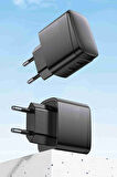 Hoco CS62A Bright 45W 2 Adet Type-C Çıkışlı Ekstra Type-C to Type-C Kablolu PD Hızlı Şarj Aleti