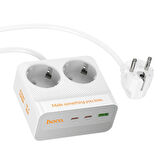 Hoco AC27 Descanso 5in1 2500W Priz 2M - Beyaz