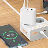 Hoco AC27 Descanso 5in1 2500W Priz 2M - Beyaz