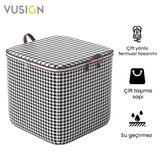 VUSIGN  Fermuarlı Kapitone Depolama Hurcu 110L 50x45x50 cm Kaz Ayağı Desenli Çok Amaçlı SaklamaÇantası