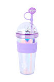 Holografik Seri Pipetli Çift Cidarlı Plastik Şişe (420ML)
