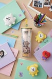 BT21 Lisanslı Holografik Tasarımlı Çift Cidarlı Pipetli Şişe Shooky 800 ml