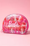 Barbie Lisanslı Kayan Yıldız Detaylı Şeffaf ve Sulu Kozmetik Çantası 21 cm