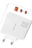 Keephone CH23121 GaN 65W PD Şarj Cihazı - Beyaz