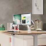 NB Ergonomic NB F160 17-27" Cift Kol 2-9 kg Amortisorlu Monitor Standı Beyaz 