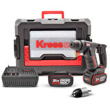 Kress KUC50.2 20Volt/4.0Ah. Li-ion Çift Akülü Kömürsüz 1.7J Profesyonel SDS-Plus Pnömatik Şarjlı Matkap + 10mm Mandren